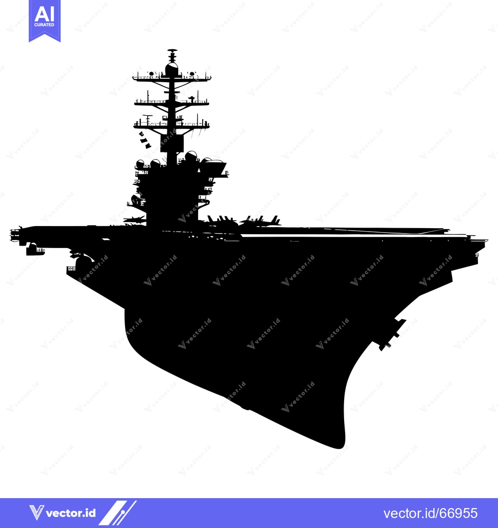 Premium Vector dari Silhouette of an Aircraft Carrier with Flight Deck