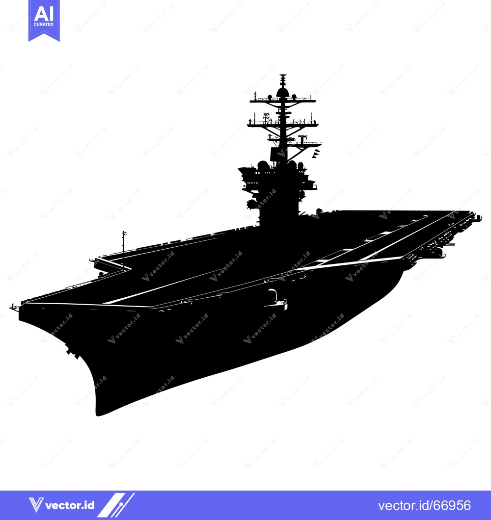 Premium Vector of Silhouette of an Aircraft Carrier with a Detailed Superstructure