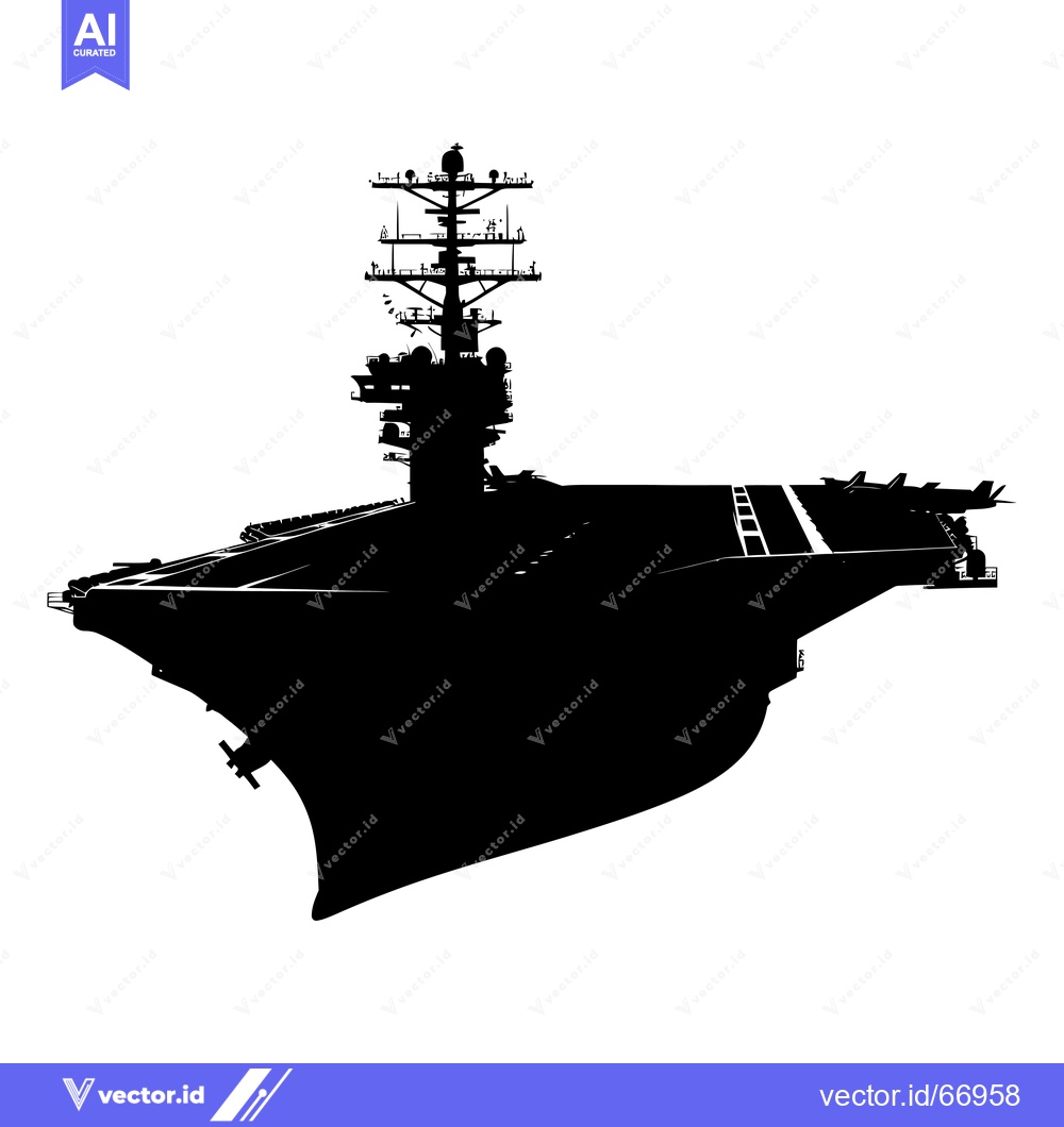 Premium Vector dari Black and White Silhouette of an Aircraft Carrier with Planes