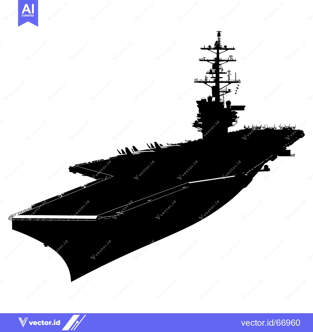Premium Vector dari Black Silhouette of an Aircraft Carrier with a Flight Deck