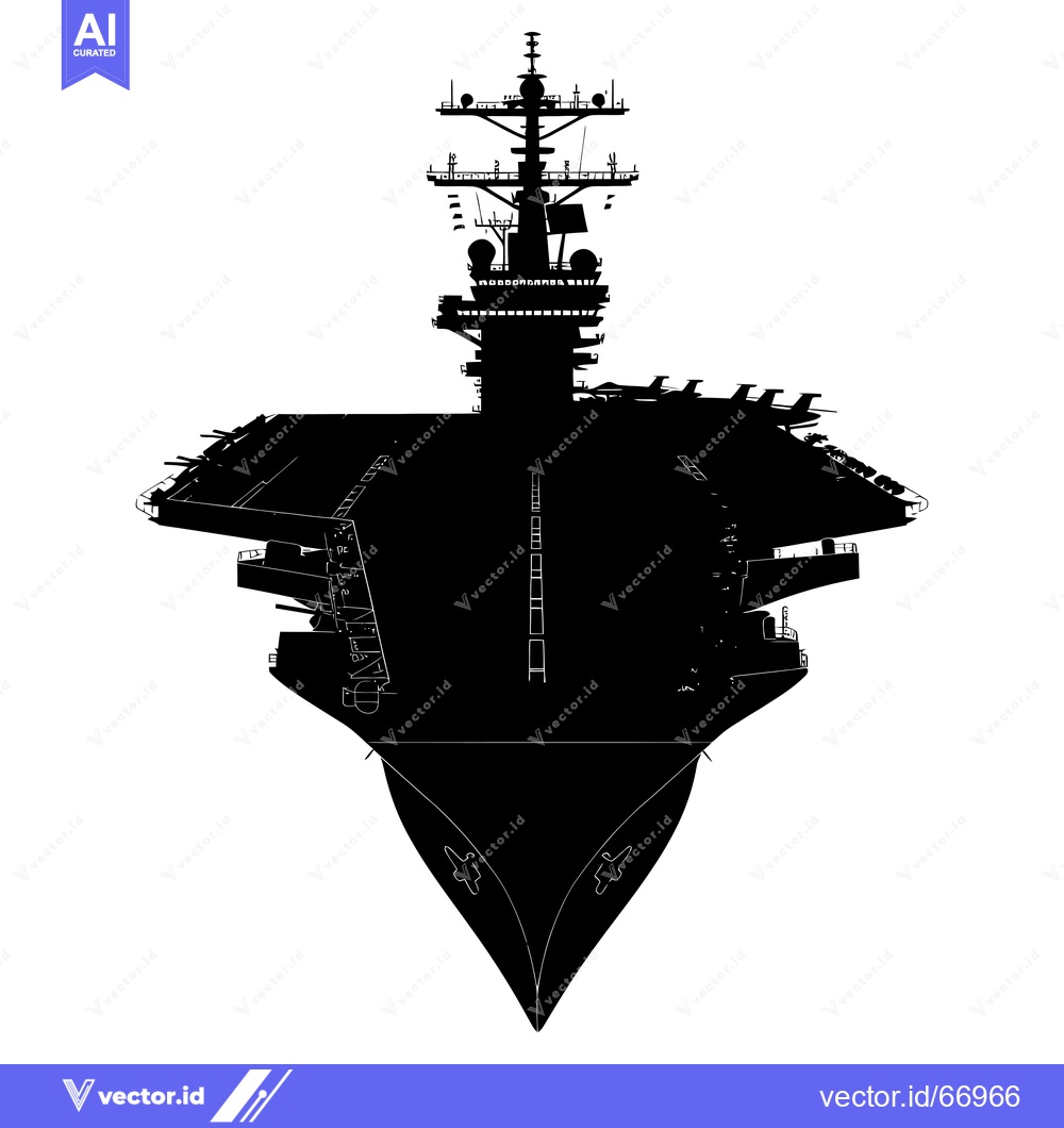 Premium Vector dari Silhouette of a US Navy Aircraft Carrier with a Flight Deck