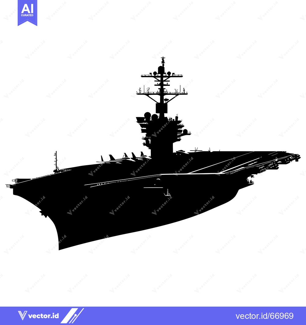 Premium Vector of Silhouette of a Modern Aircraft Carrier with its Flight Deck
