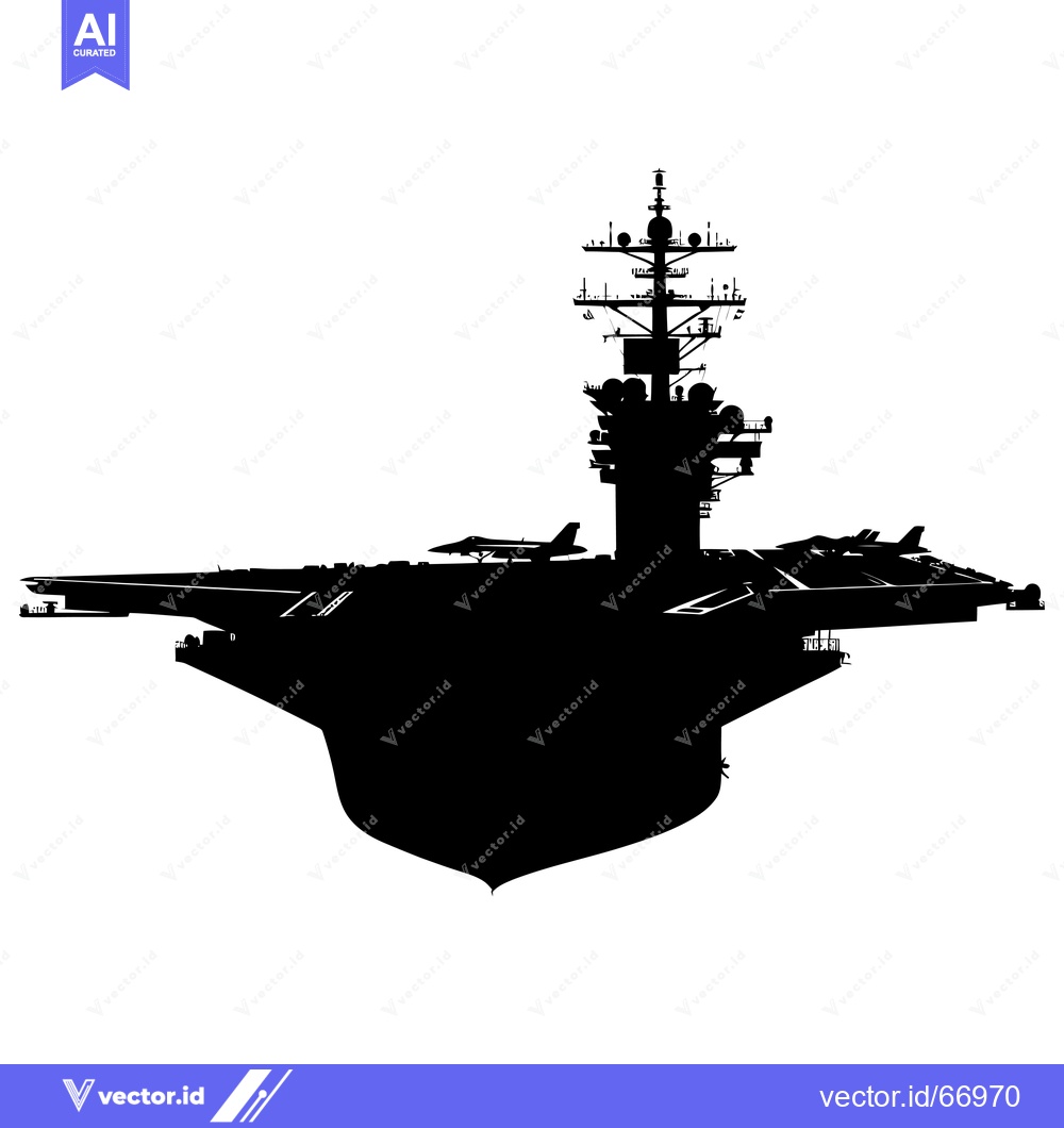 Premium Vector dari Silhouette of an Aircraft Carrier with a Fighter Jet on Deck