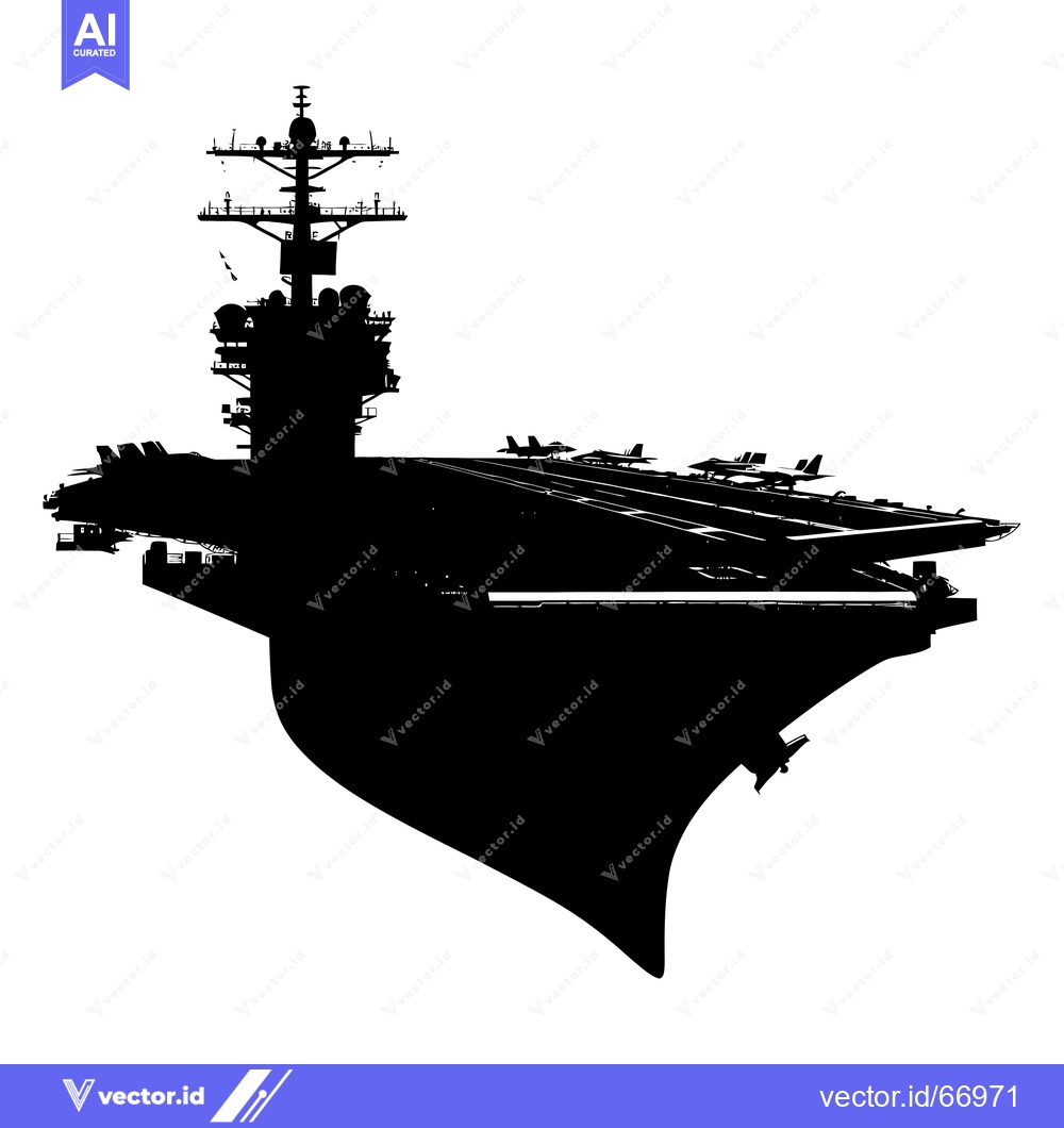 Premium Vector dari Silhouette of an Aircraft Carrier with Jet Fighters on Deck