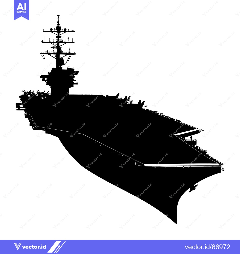 Premium Vector of Black and White Silhouette of an Aircraft Carrier
