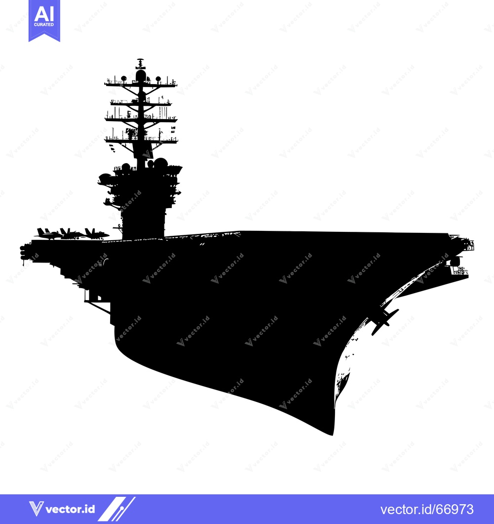 Premium Vector dari Black and White Silhouette of an Aircraft Carrier with Two Jet Fighter