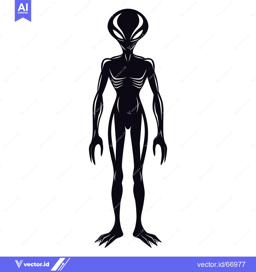 Premium Vector dari Black and White Silhouette of an Alien with Clawed Feet