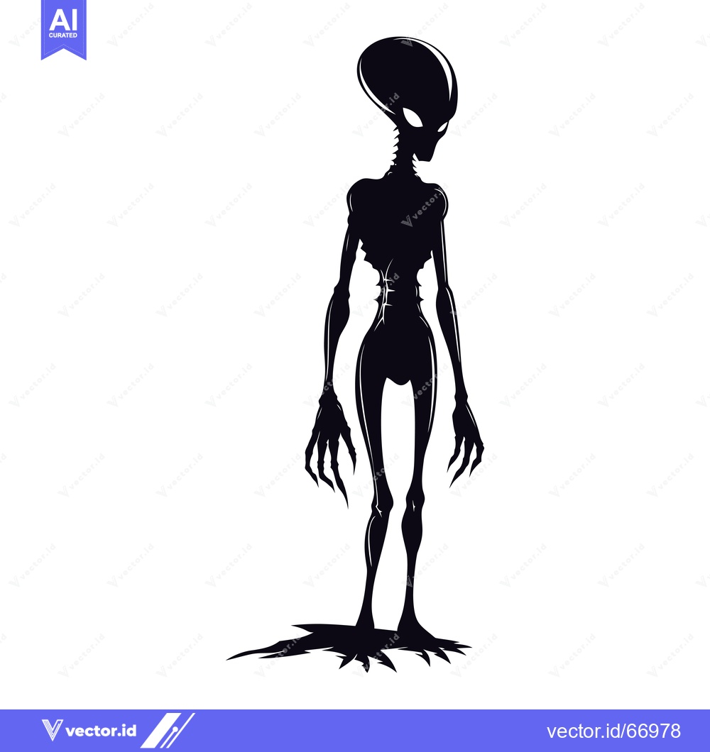 Premium Vector of A Silhouette of a Tall, Thin Alien with Claws