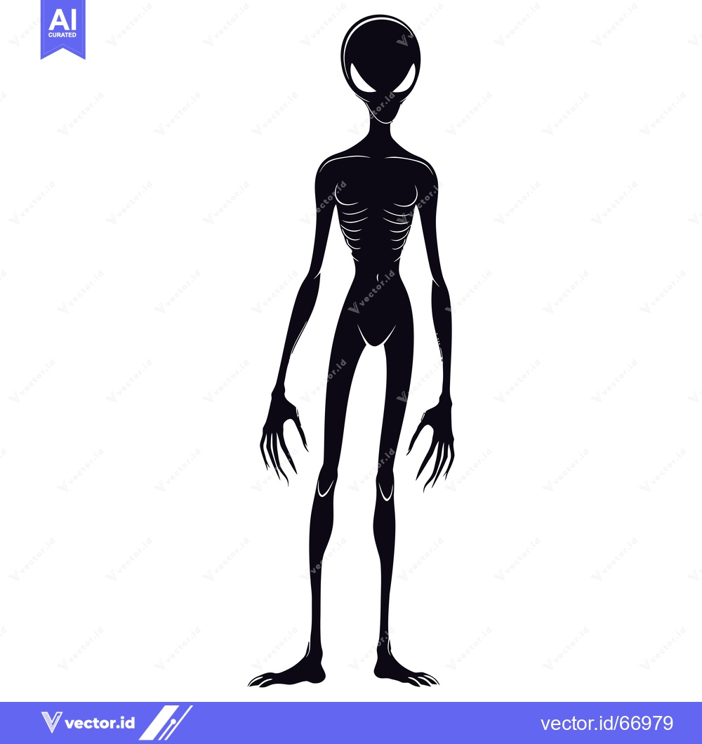 Premium Vector of Black and White Silhouette of an Alien with Claws
