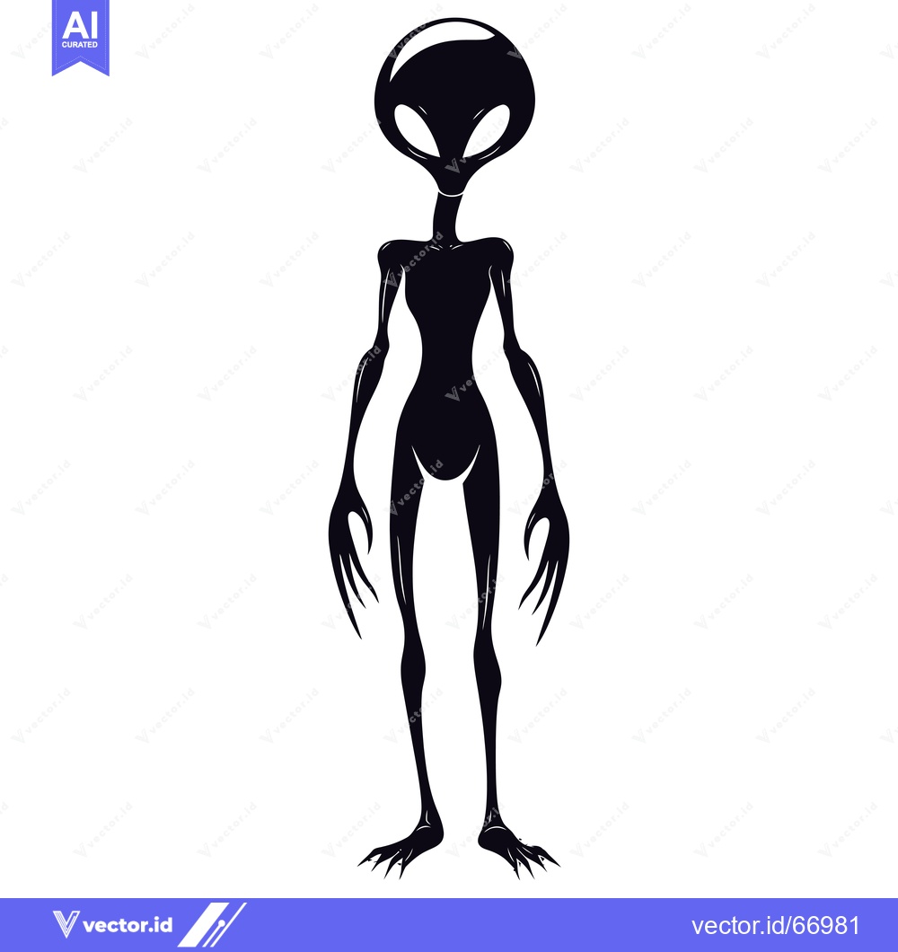Premium Vector of A Black and White Silhouette of an Alien with Long Fingers and Claws