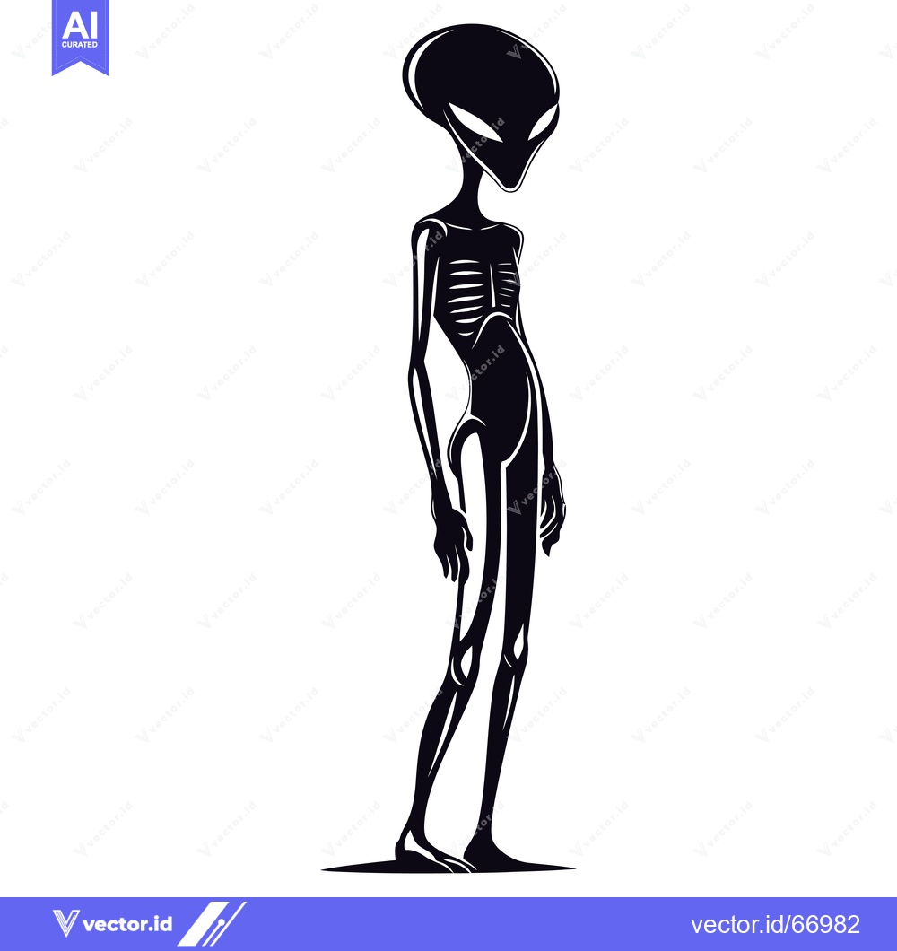 Premium Vector dari A Black and White Illustration of a Tall Alien