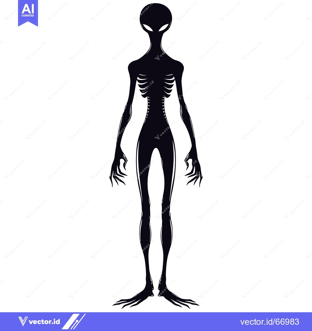 Premium Vector dari Black Silhouette of an Alien with Sharp Claws