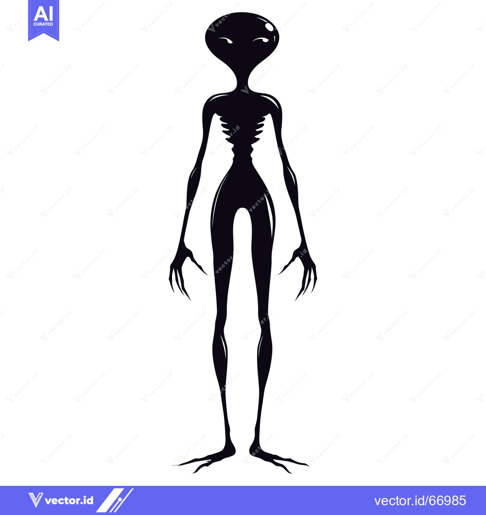 Premium Vector dari Black Silhouette of an Alien Standing Tall