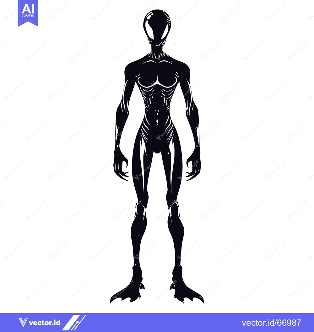 Premium Vector of Silhouette of a humanoid alien with sharp claws and a pointed head