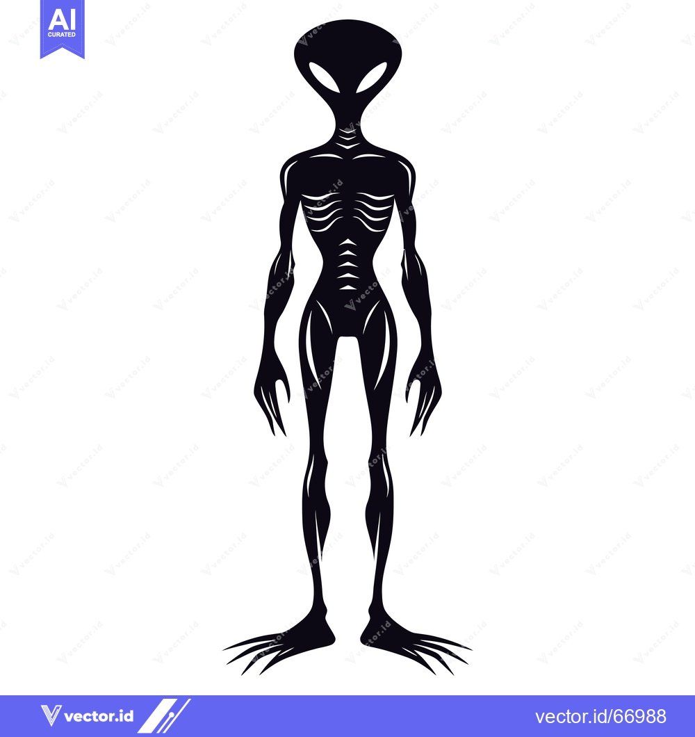 Premium Vector dari Black and White Silhouette of an Extraterrestrial Being