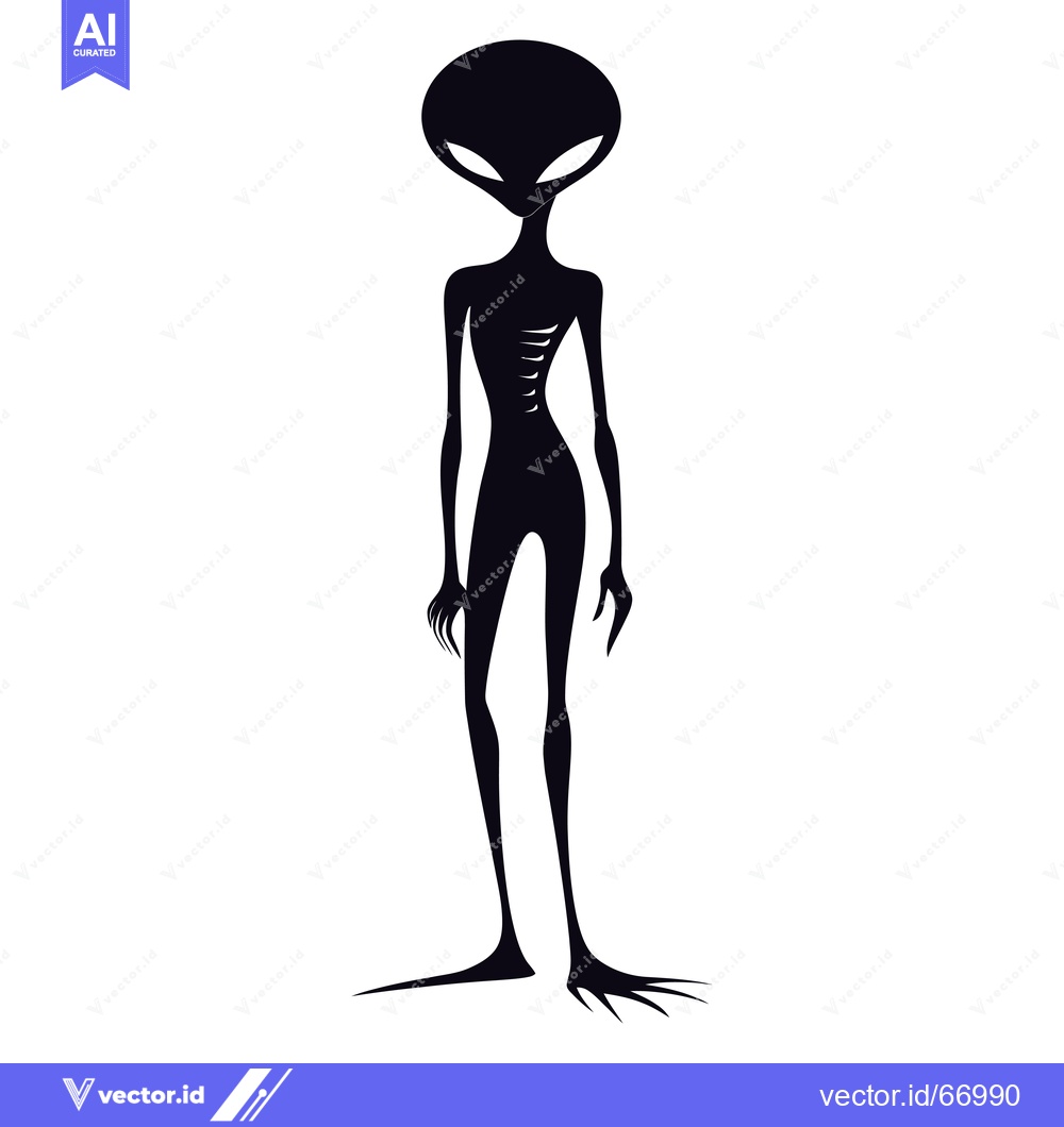 Premium Vector dari A Silhouette of a Tall, Thin, Alien Figure with Large Eyes