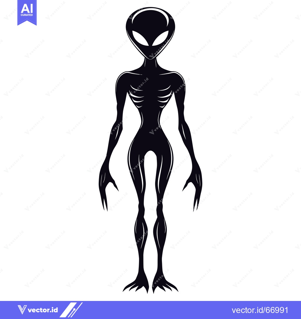 Premium Vector dari Black and White Silhouette of an Alien Being