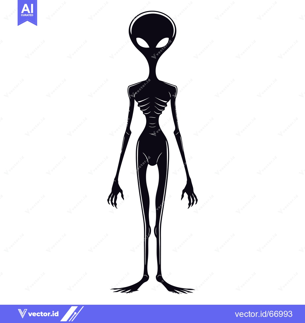 Premium Vector dari Black and White Silhouette of an Alien Figure