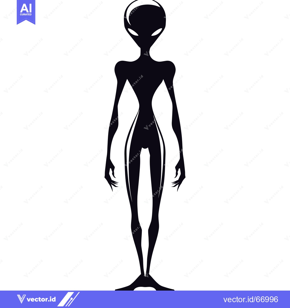 Premium Vector dari Black and White Silhouette of a Humanoid Alien