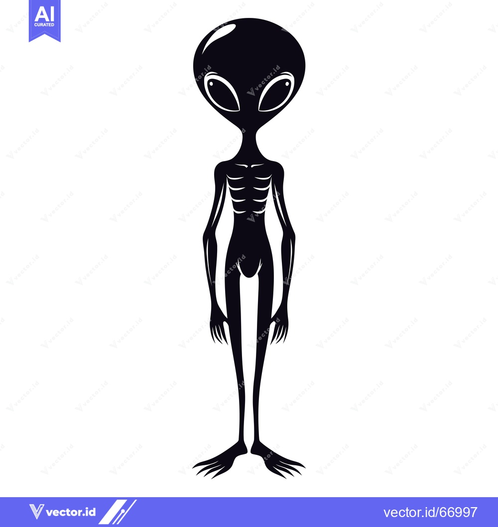 Premium Vector dari Black and White Silhouette of an Extraterrestrial Being