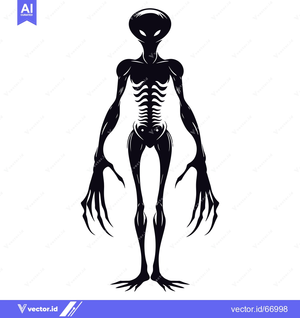 Premium Vector dari A Black and White Silhouette of a Tall, Slender, Alien-Like Creature
