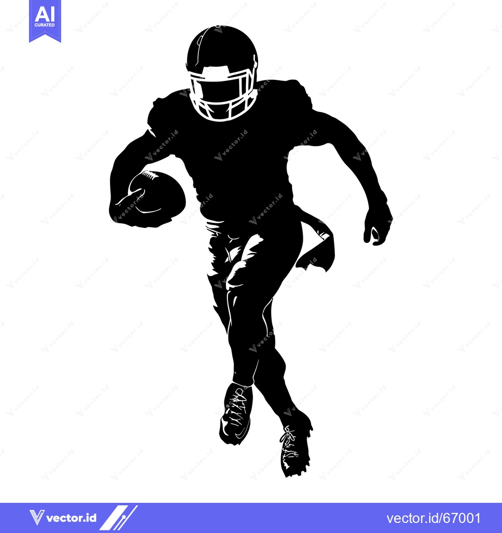 Premium Vector dari Silhouette of an American Football Player Running with the Ball