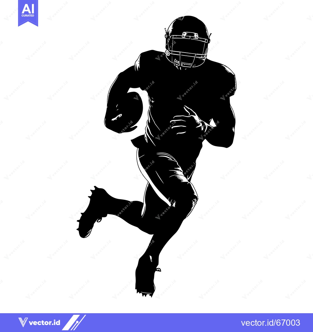 Premium Vector dari Silhouette of a Running American Football Player