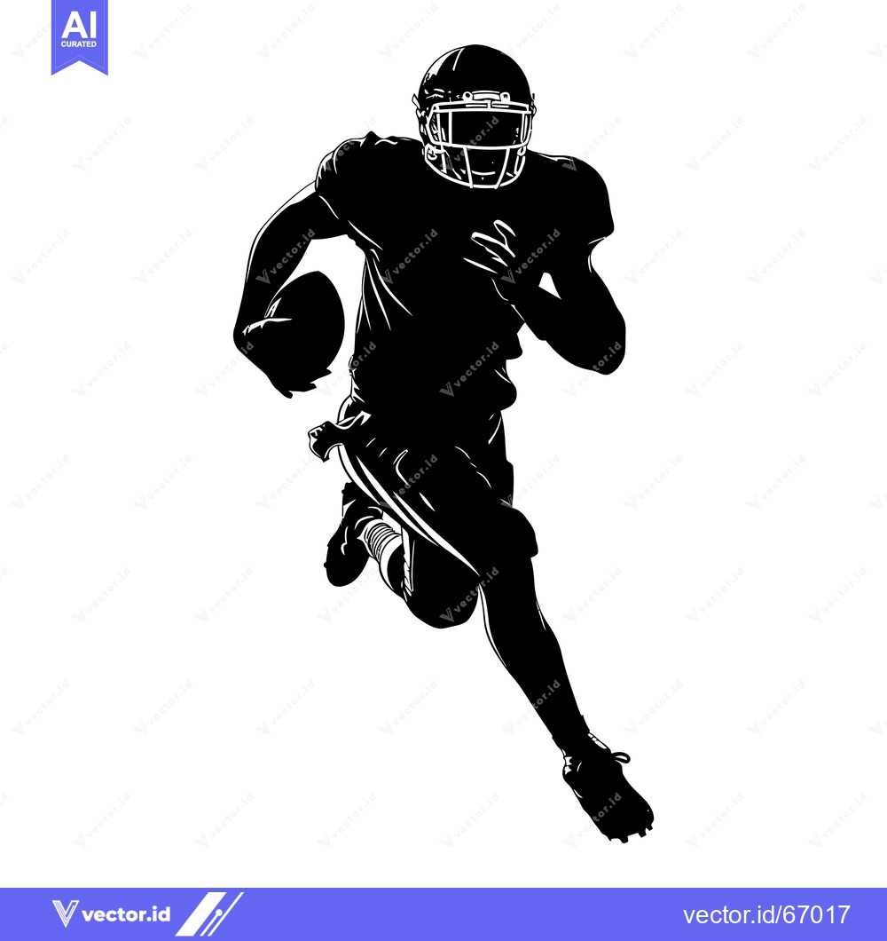 Premium Vector dari Silhouette of a Running American Football Player