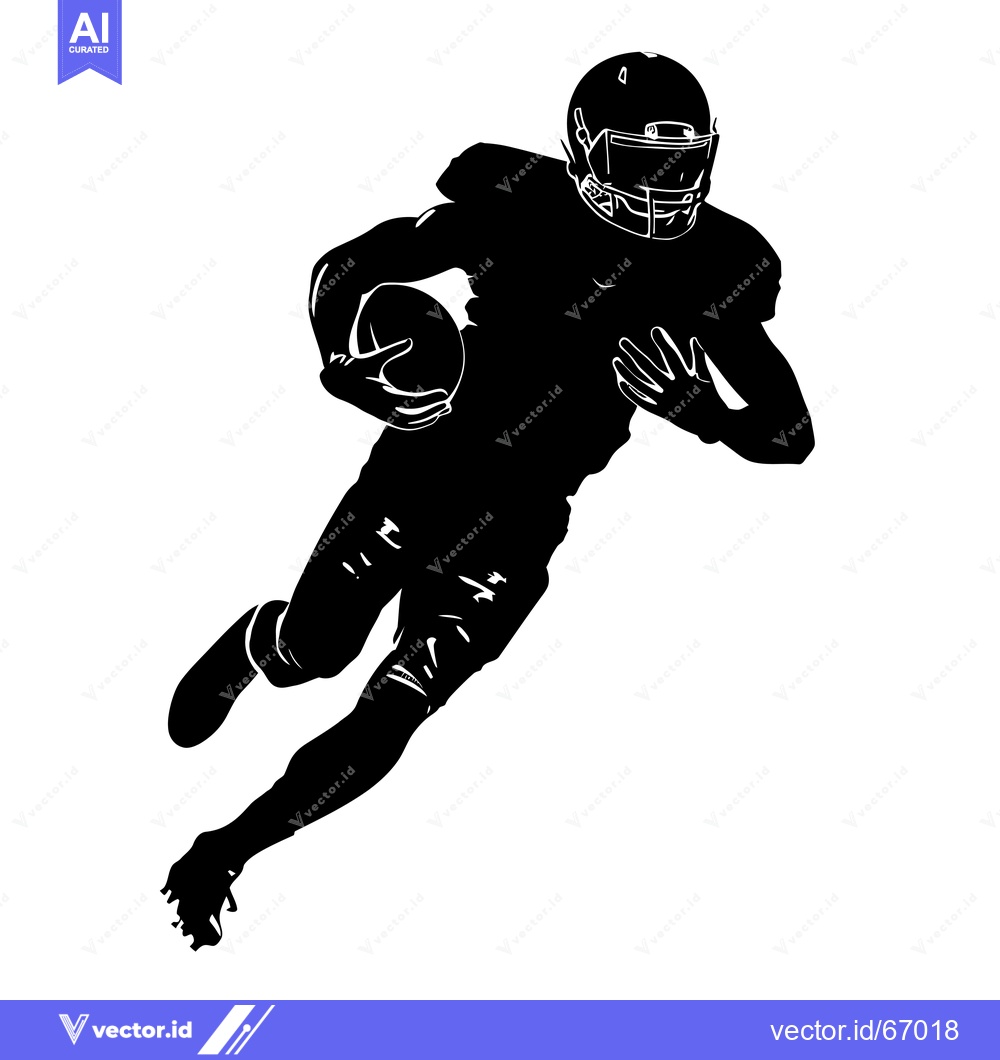 Premium Vector dari Silhouette of an American Football Player Running with the Ball