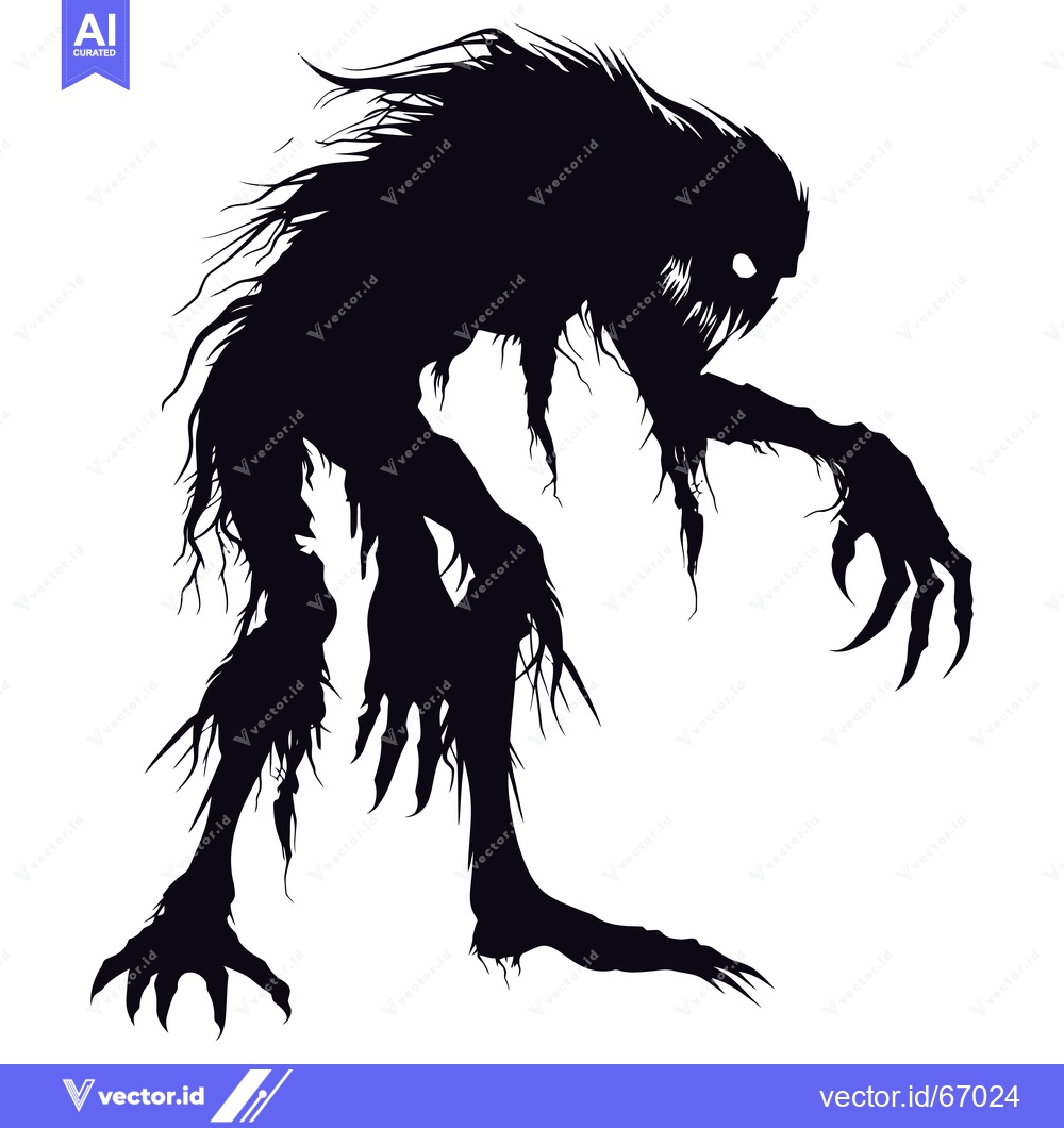Premium Vector dari Silhouette of a Furry Monster with Claws