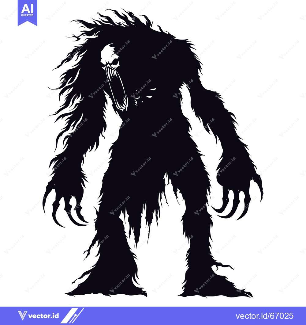 Premium Vector dari Silhouette of a Ferocious Monster with Claws and a Glaring Face