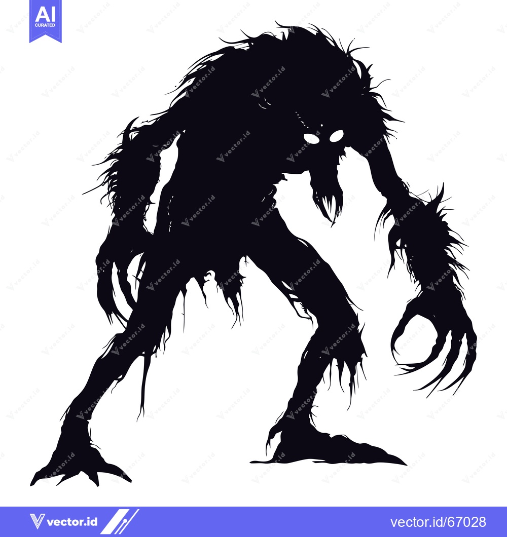 Premium Vector dari Silhouette of a Ferocious, Furry, and Gnarled Creature
