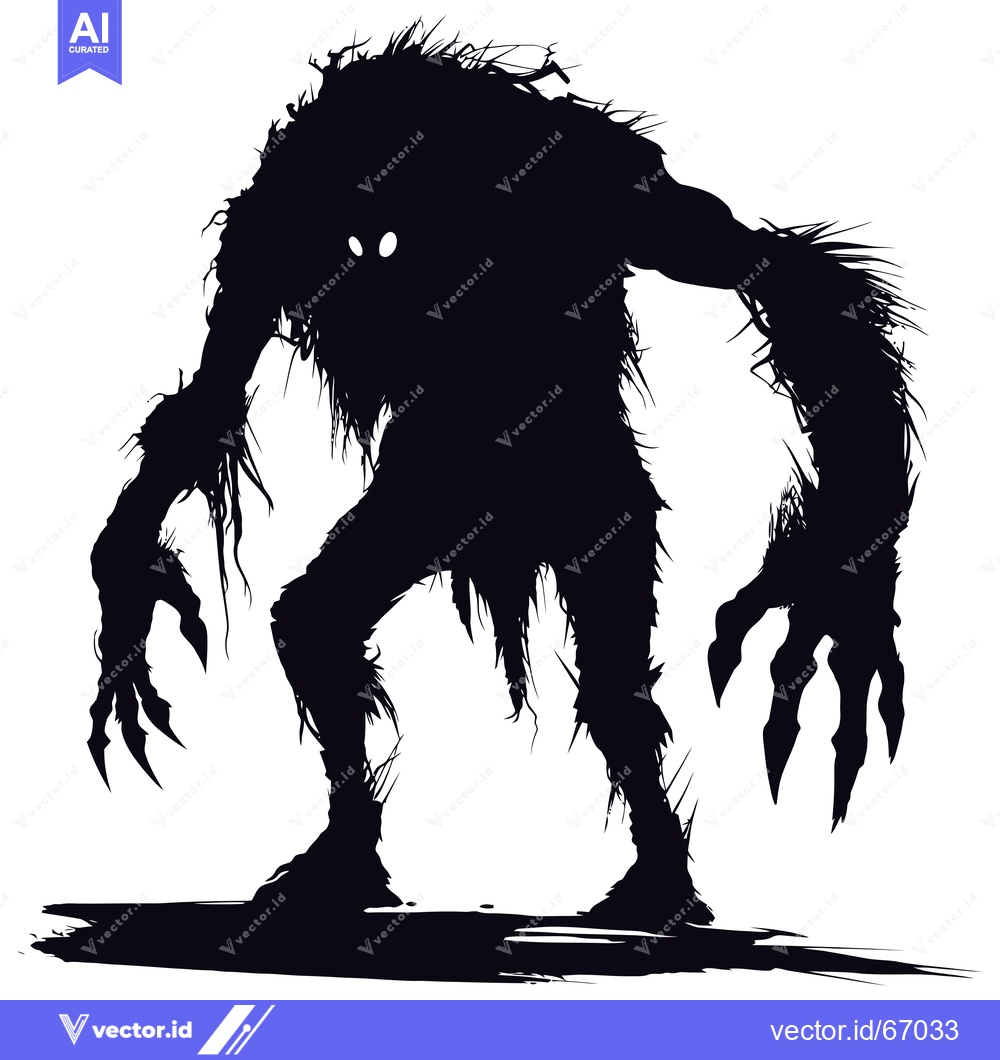 Premium Vector dari Silhouette of a Hairy Monster with Claws