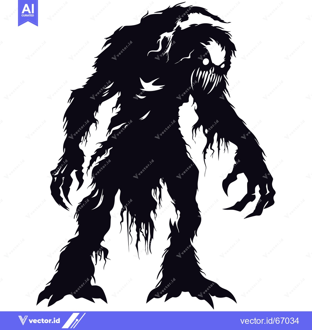 Premium Vector of Silhouette of a Ferocious Monster with Sharp Claws and Teeth