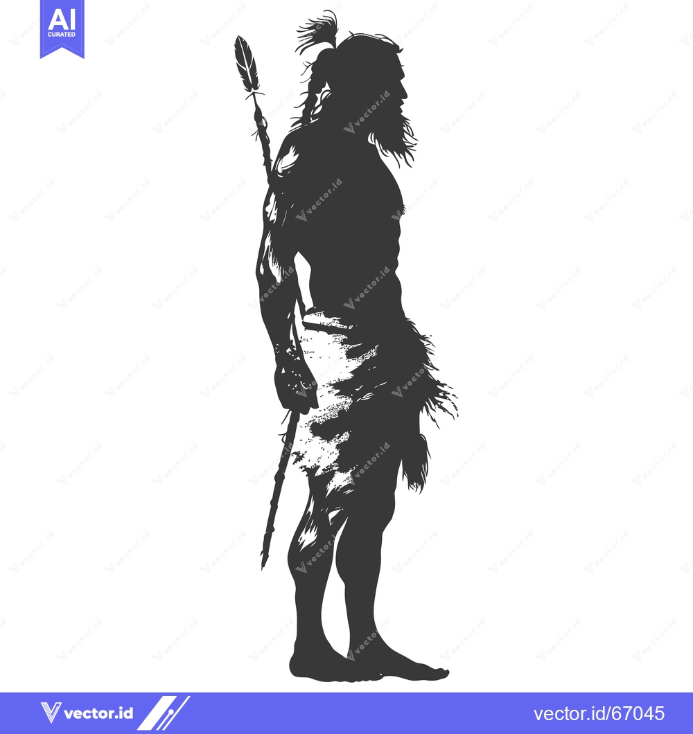 Premium Vector of Silhouette of a Primitive Man with a Spear