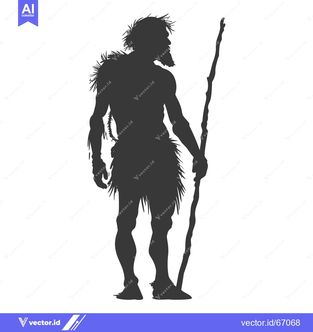 Premium Vector dari Silhouette of a prehistoric man with a club