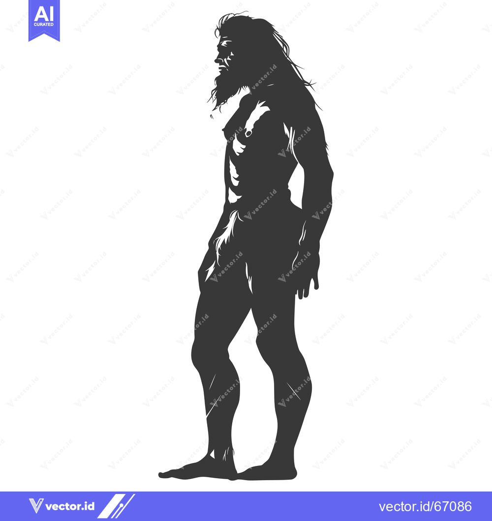 Premium Vector of A Silhouette of a Hairy, Muscular, Primitive Man