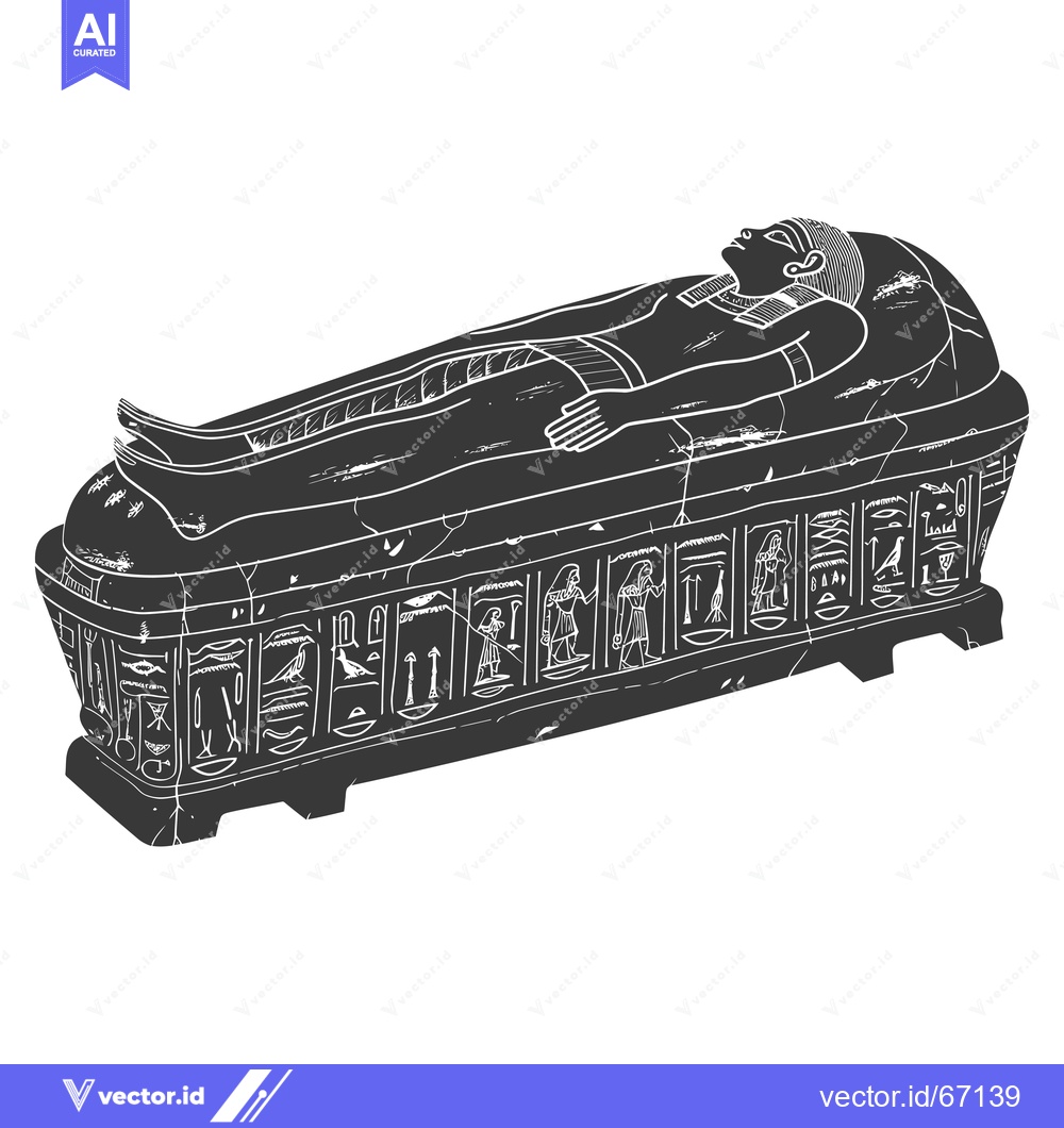Premium Vector dari A black and white illustration of an ancient Egyptian sarcophagus