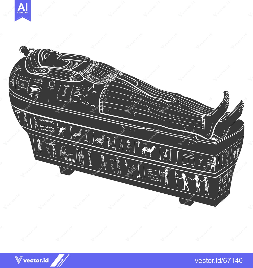 Premium Vector of An Ancient Egyptian Sarcophagus with Hieroglyphs and a Depiction of a