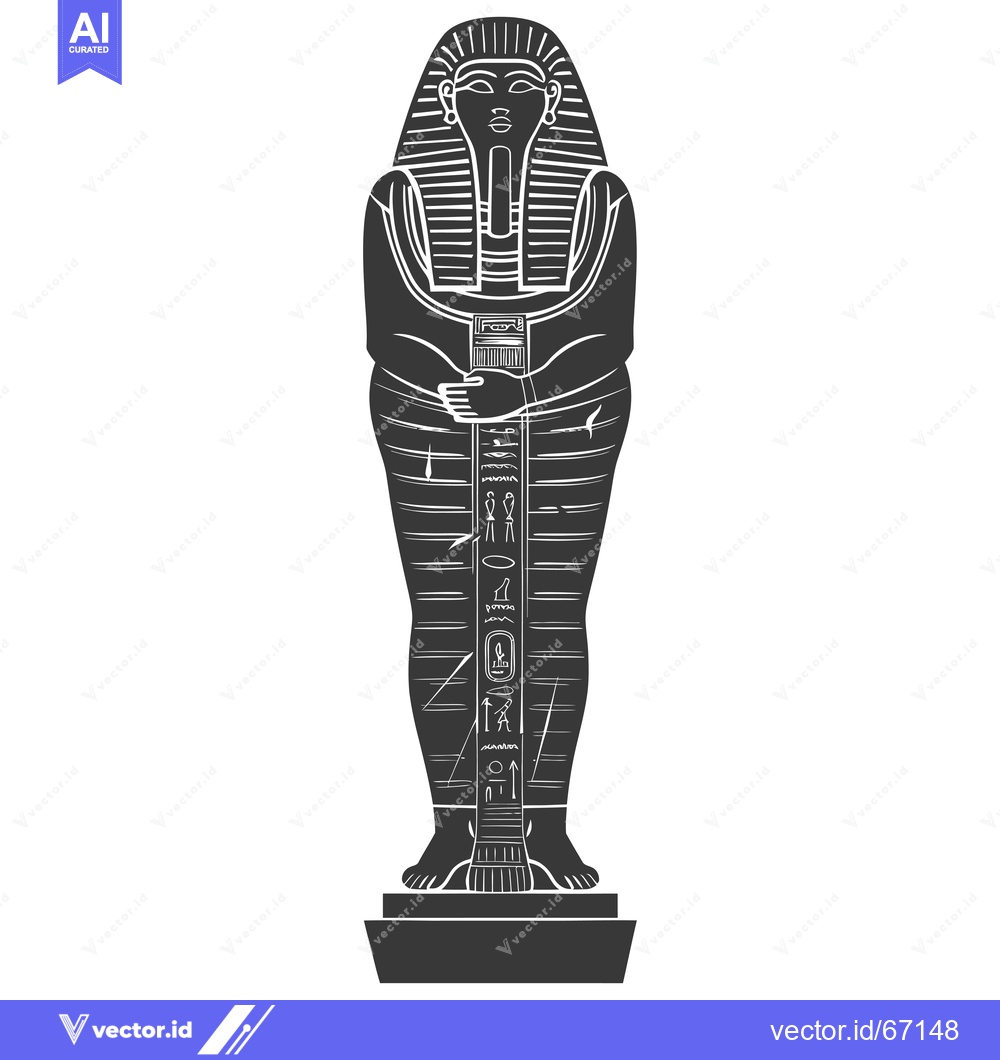 Premium Vector dari Black and White Illustration of an Ancient Egyptian Mummy