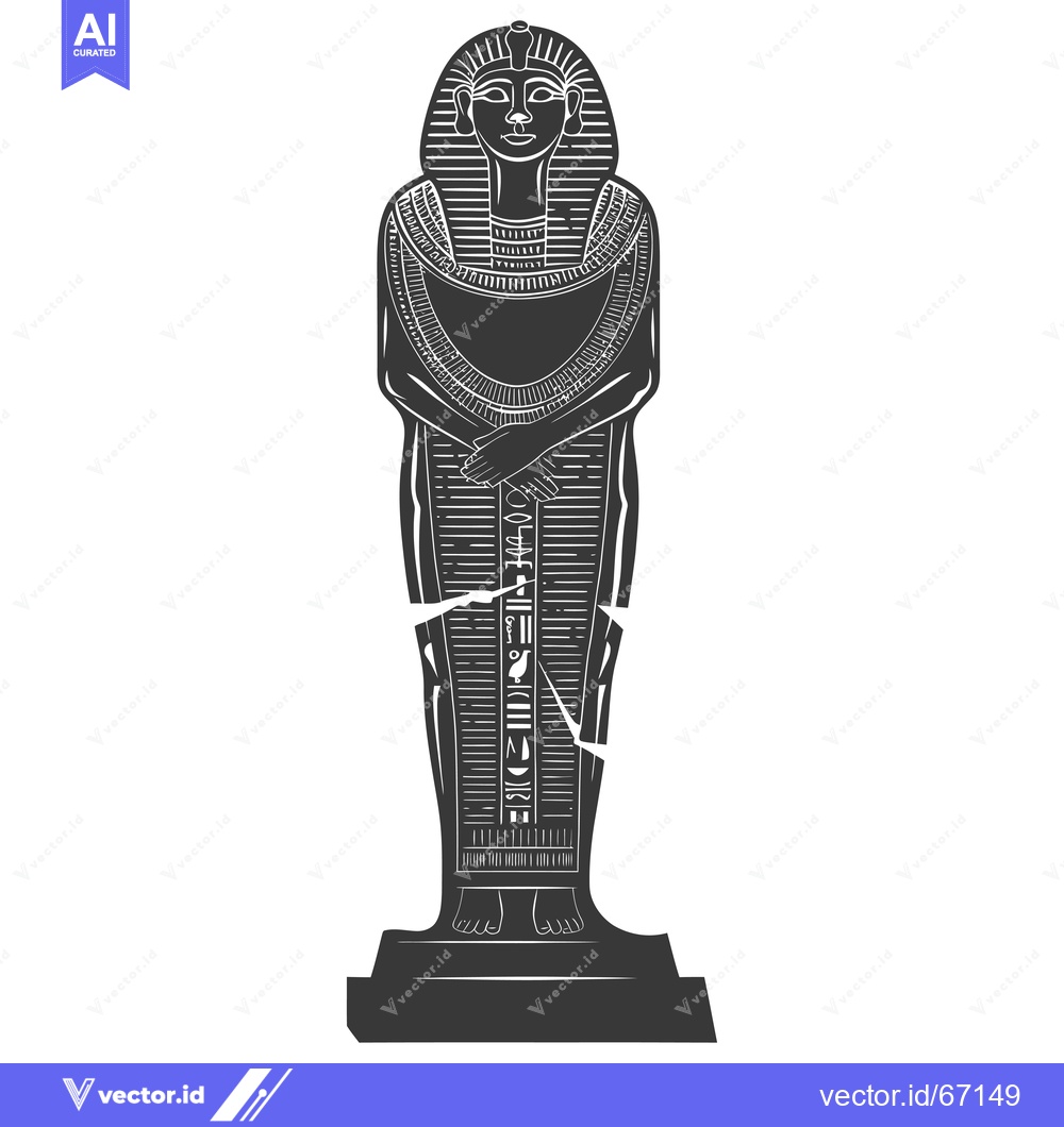 Premium Vector dari Black and White Illustration of an Ancient Egyptian Statue