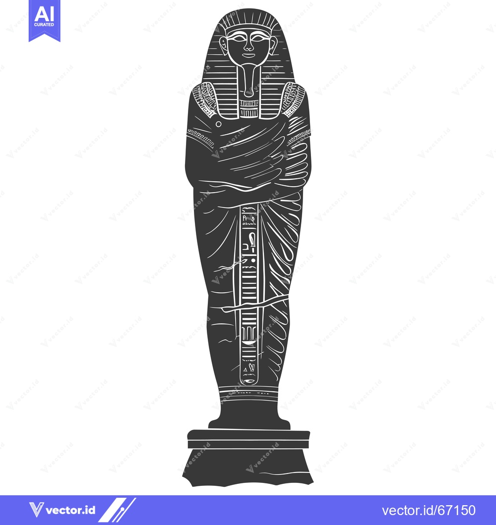 Premium Vector of Black and White Illustration of an Ancient Egyptian Mummy in a Sarcoph