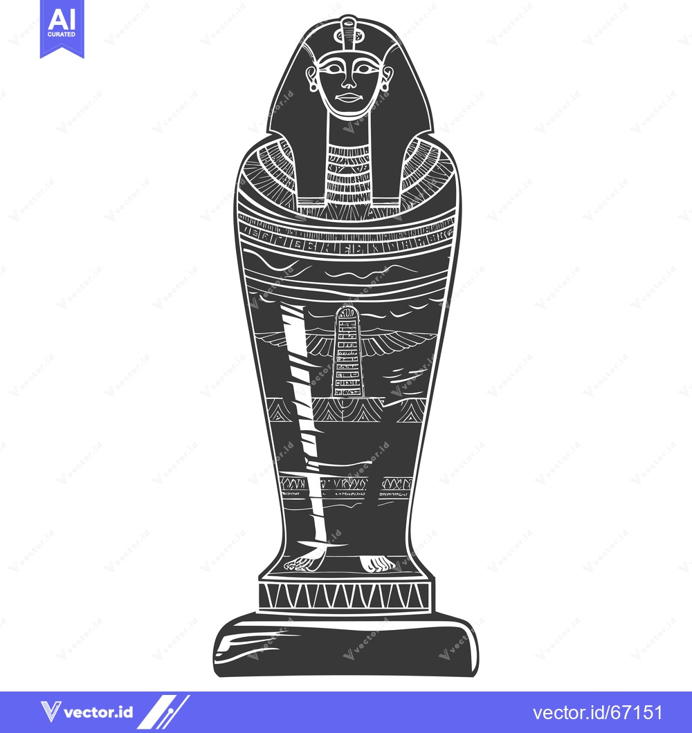 Premium Vector dari An Ornate Black and White Egyptian Sarcophagus