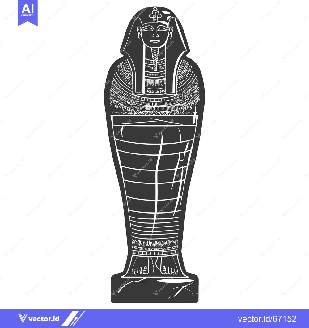 Premium Vector dari Ancient Egyptian Sarcophagus with Hieroglyphics and Pharaoh's Face