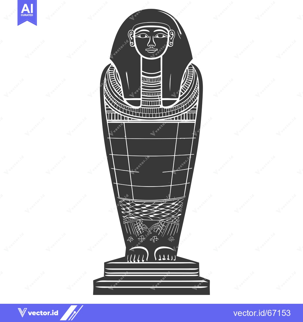 Premium Vector dari Black and White Illustration of an Ancient Egyptian Sarcophagus