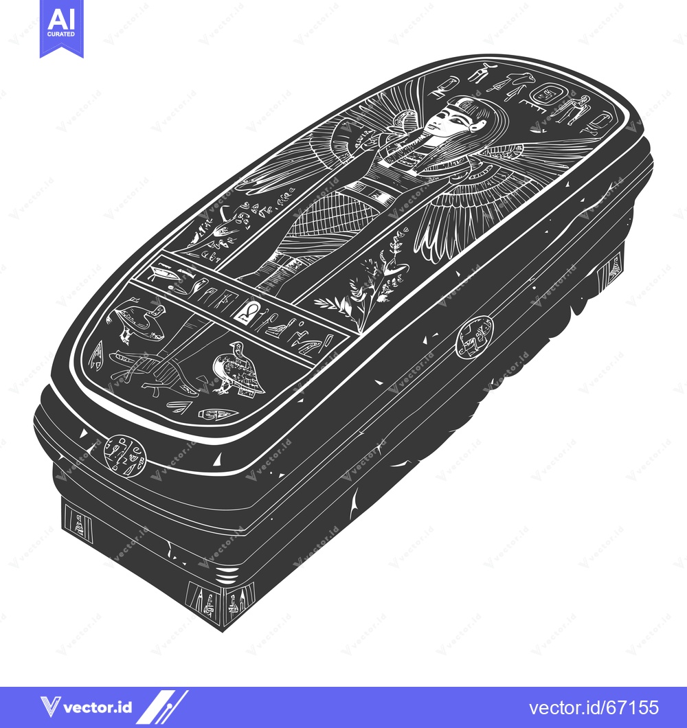 Premium Vector of Ancient Egyptian Sarcophagus with Hieroglyphics and a Depiction of a D