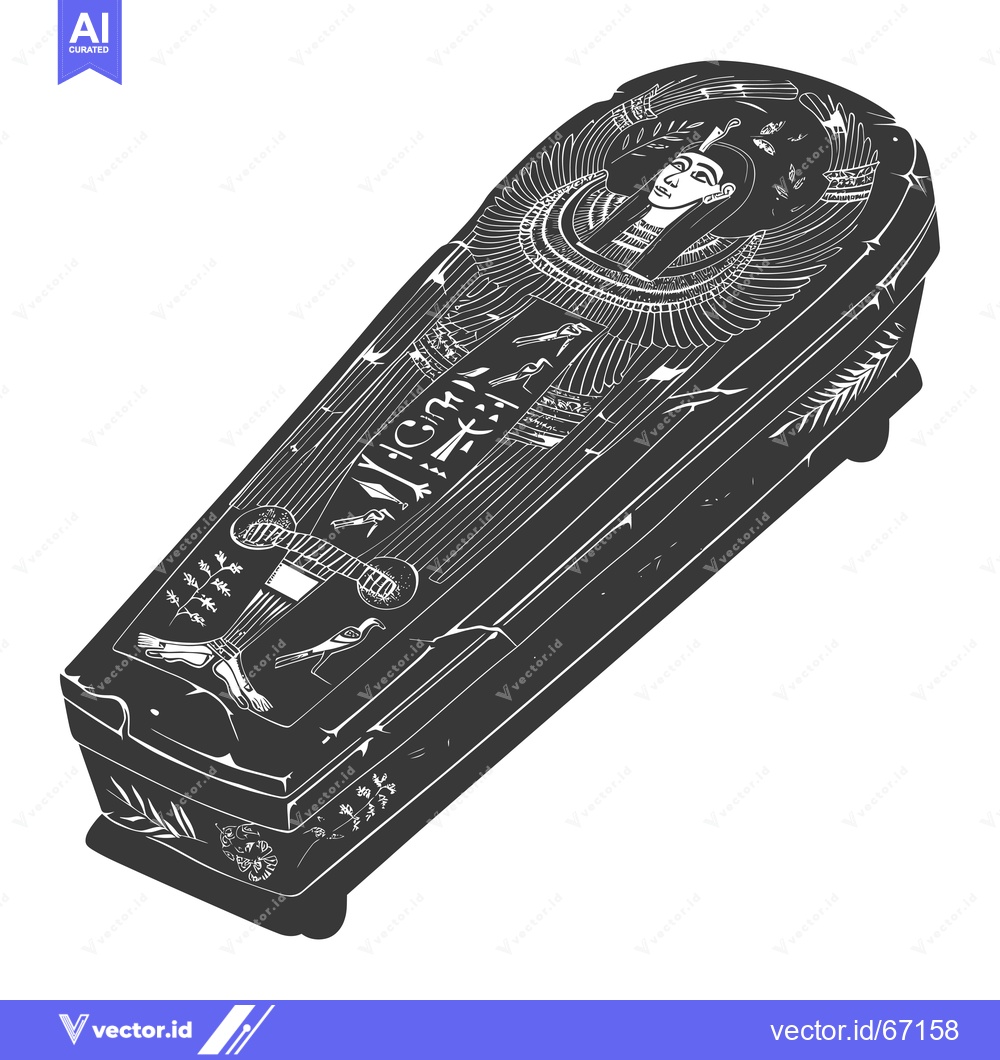 Premium Vector of An Egyptian sarcophagus decorated with hieroglyphs and an image of a p