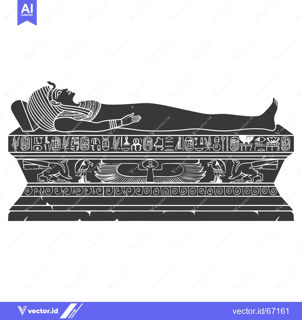 Premium Vector dari An Egyptian sarcophagus with a deceased pharaoh inside