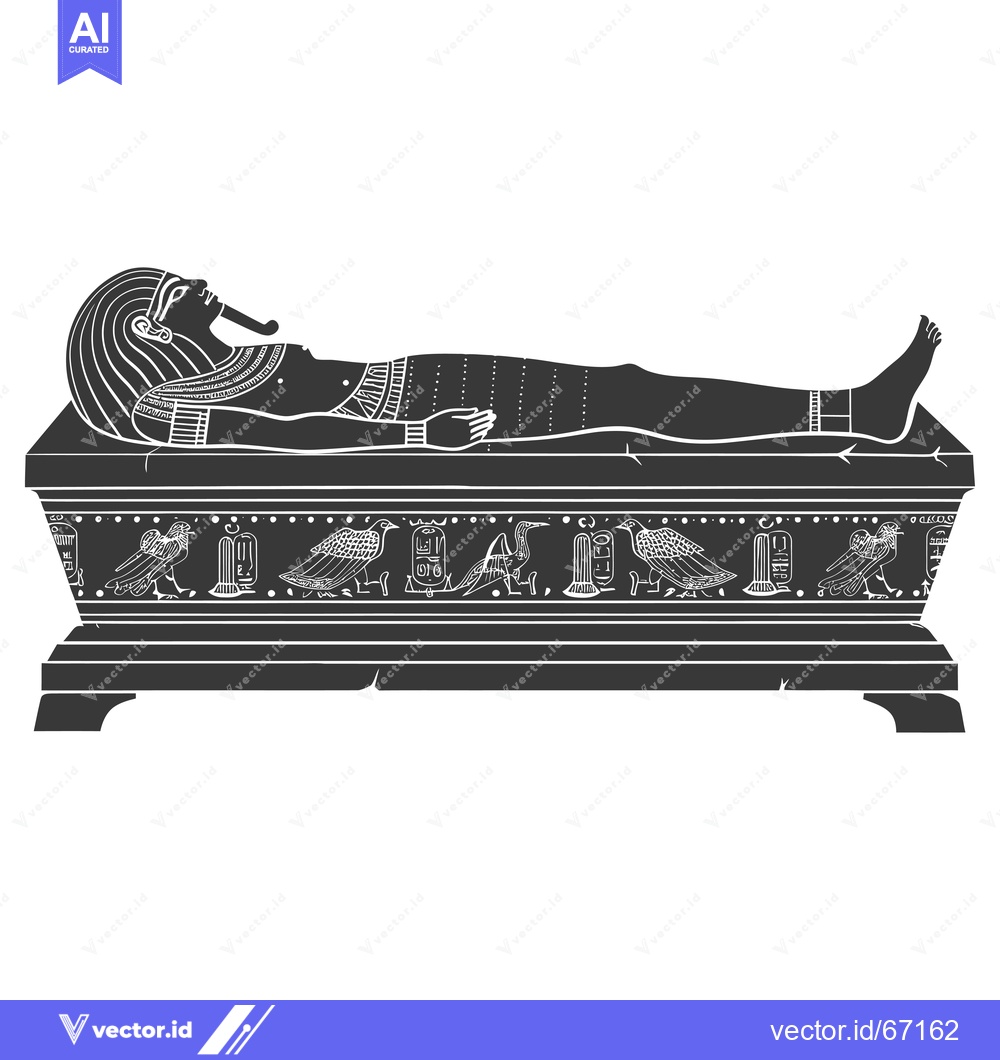 Premium Vector of Ancient Egyptian Pharaoh Lying in a Sarcophagus with Hieroglyphs and B