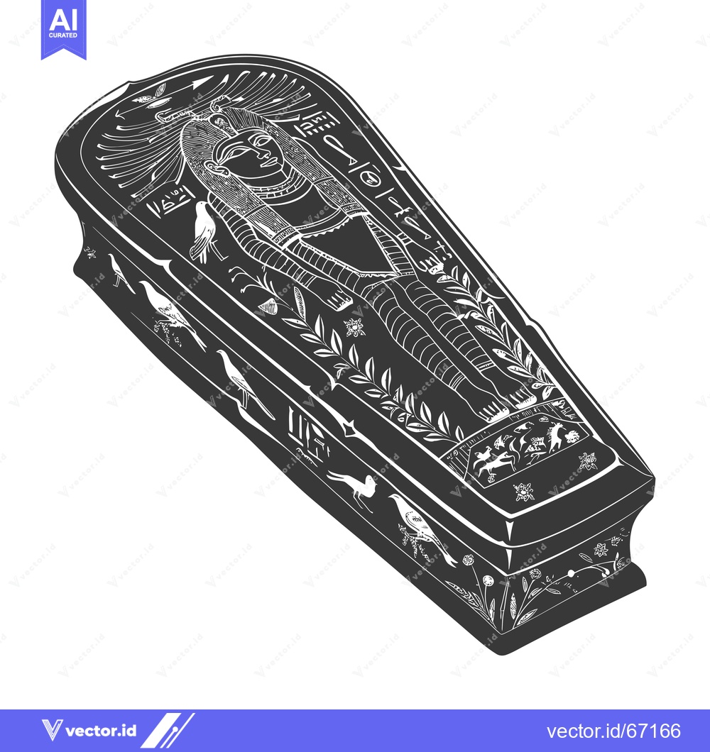 Premium Vector dari An Ancient Egyptian Sarcophagus with Hieroglyphics and Floral Designs